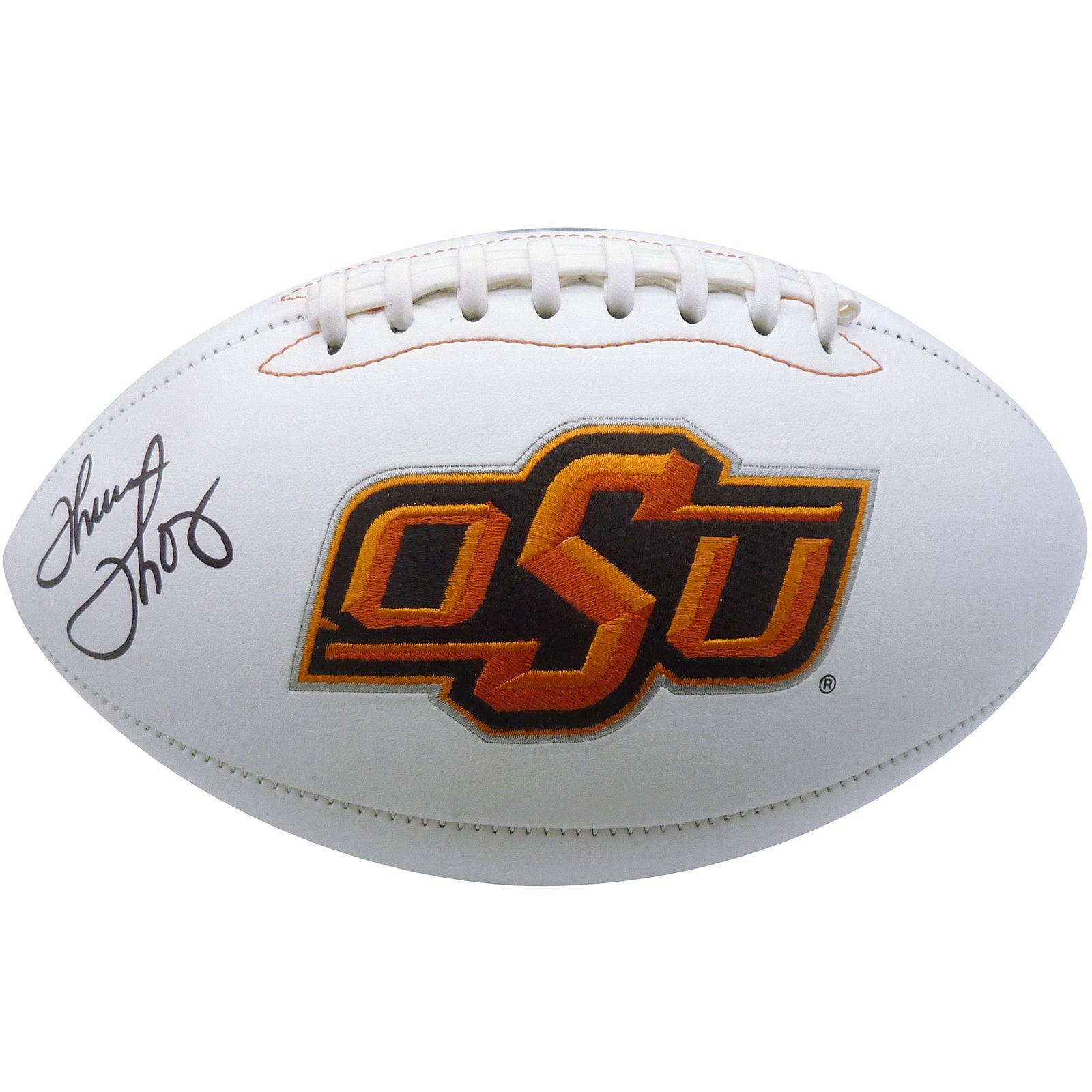 Thurman Thomas Autographed Oklahoma State Cowboys Logo Football - JSA