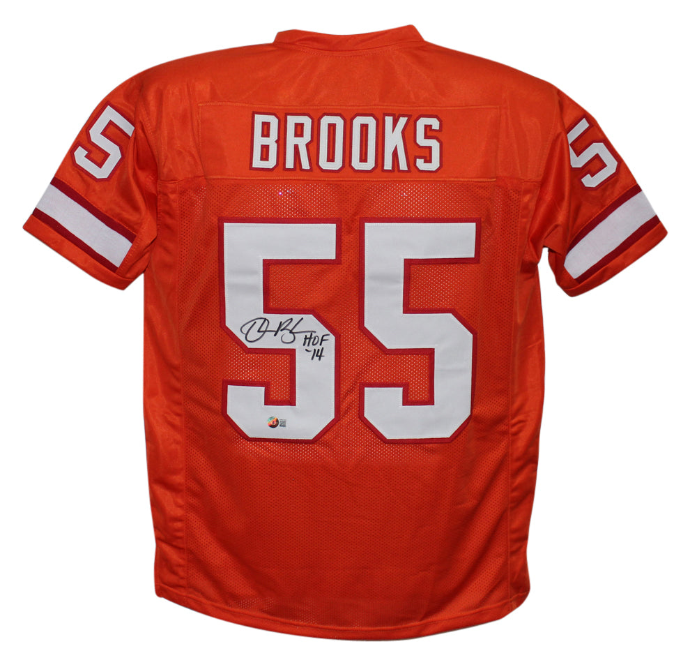 Derrick Brooks Autographed Tampa Bay (Orange Throwback #55) Custom Jersey w/ "HOF 14" - Beckett