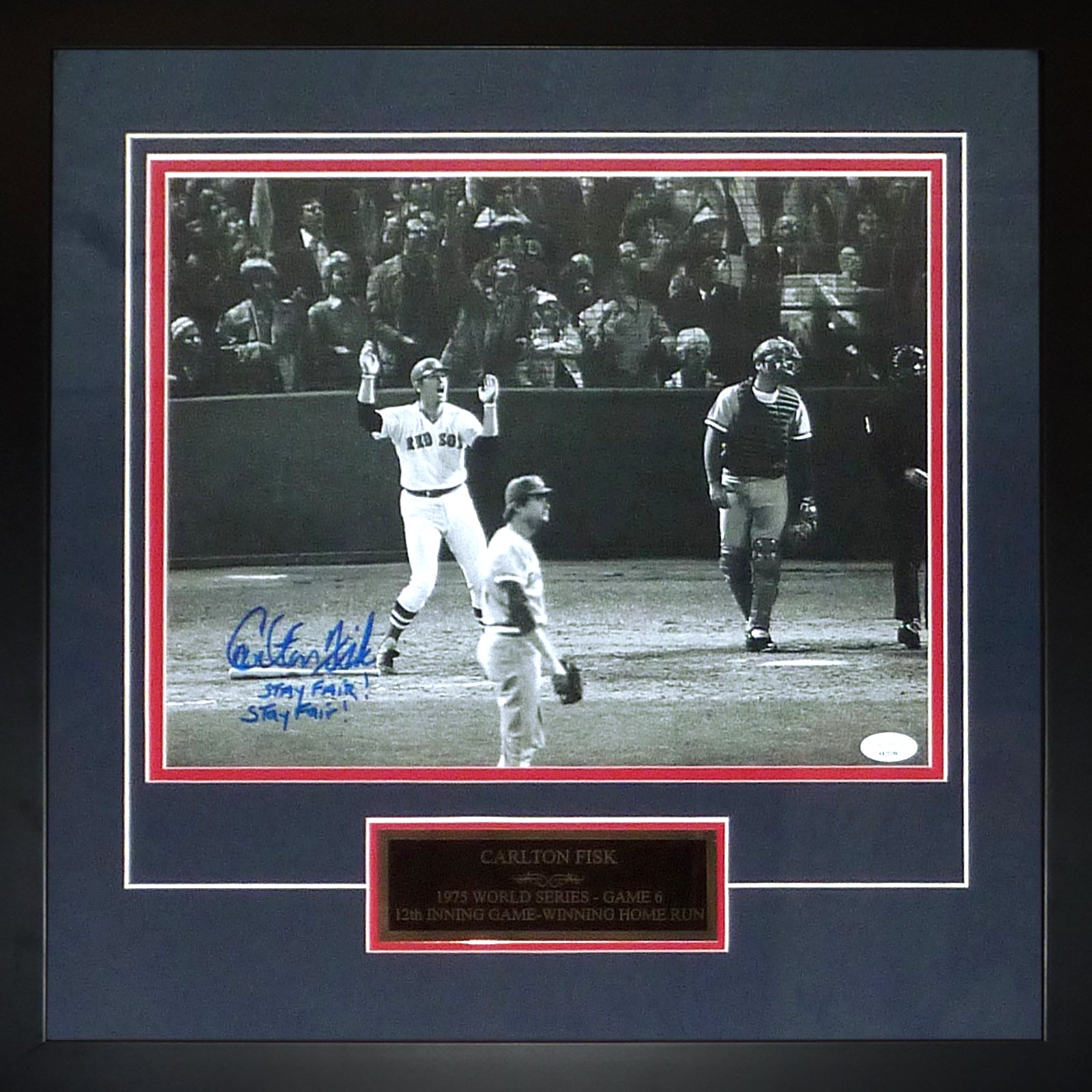 Carlton Fisk Autographed Boston Red Sox (1975 WS HR) Deluxe Framed 11x14 Photo w/ Nameplate - JSA