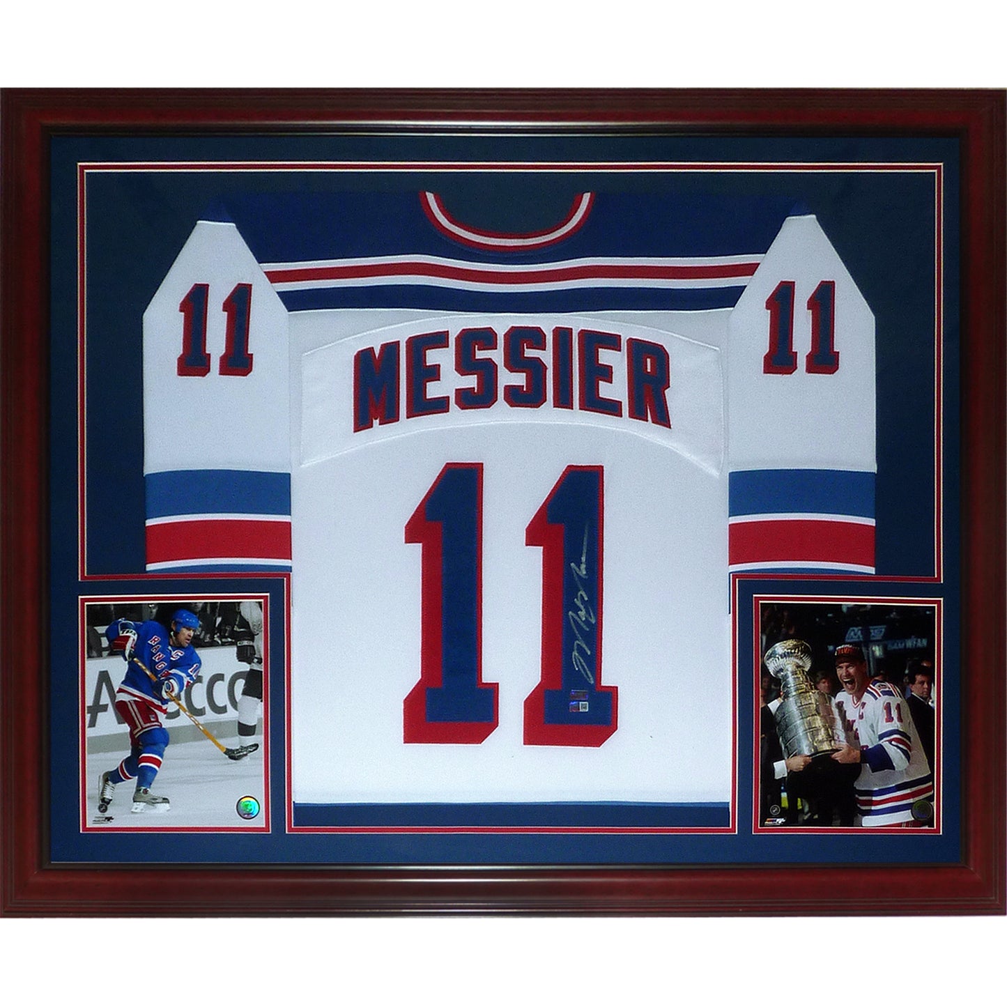 Mark Messier Autographed New York Rangers (White #11) Deluxe Framed Jersey - Steiner