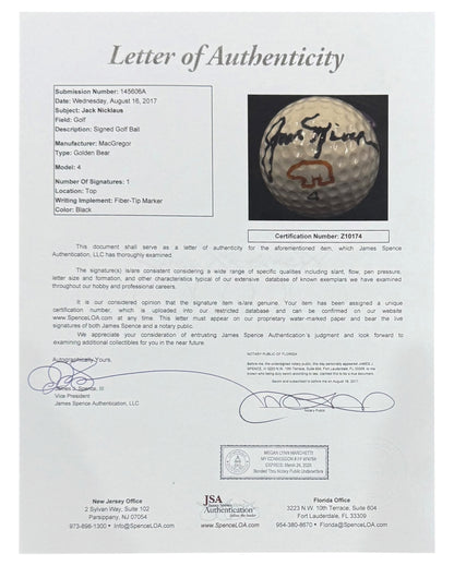 Jack Nicklaus Autographed (Nicklaus Logo) Golf Ball - JSA