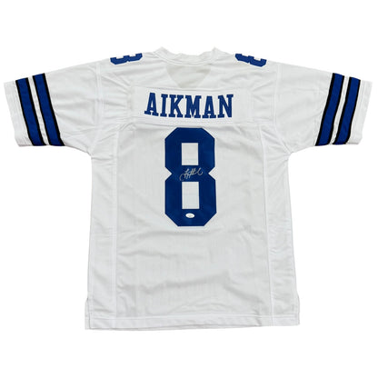 Troy Aikman Autographed Dallas Cowboys (White #8) Custom Jersey
