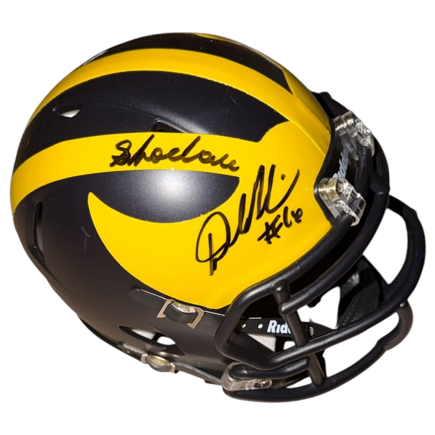 Denard Robinson Autographed Michigan Wolverines Mini Helmet w/ "Shoelace" - JSA