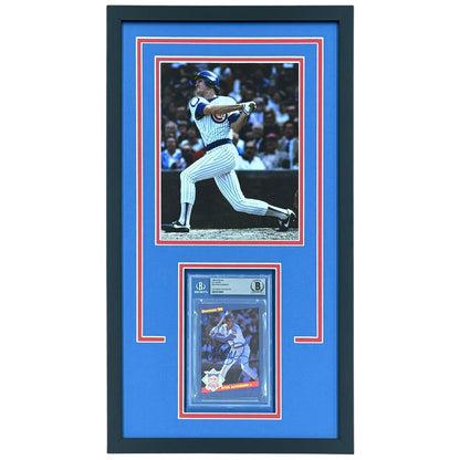 Ryne Sandberg Autographed Chicago Cubs Baseball Card Deluxe Framed with 8x10 Photo - JSA