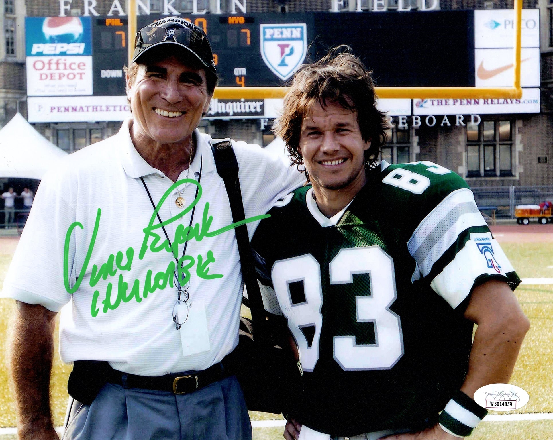 Vince Papale Autographed Philadelphia Eagles (with Mark Wahlberg) 8x10 Photo w/ 