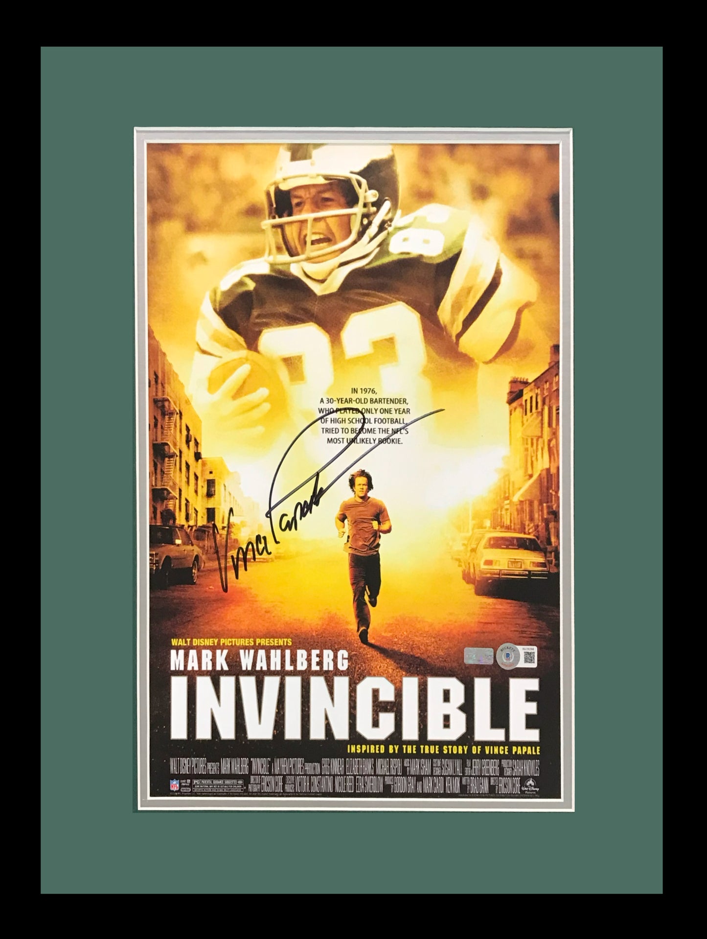 Vince Papale Autographed Invincible Deluxe Framed 11"x17" Mini Movie Poster - Beckett
