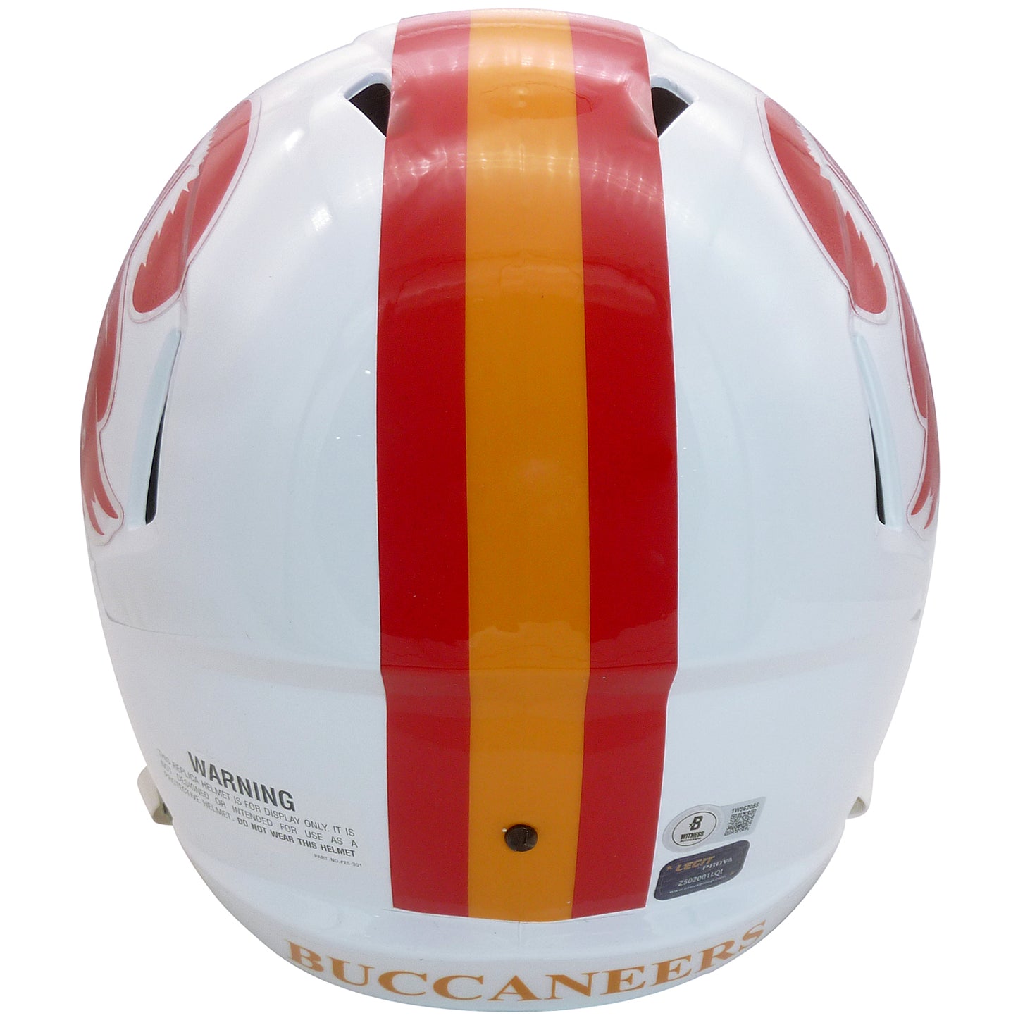 Mike Alstott Autographed Tampa Bay Buccaneers (Throwback white) Deluxe Full Size Replica Helmet w/ "Fire The Cannons" - Beckett