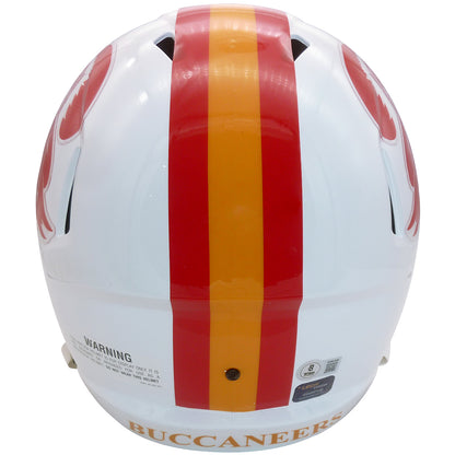 Mike Alstott Autographed Tampa Bay Buccaneers (Throwback white) Deluxe Full Size Replica Helmet w/ "Fire The Cannons" - Beckett