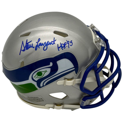 Steve Largent Autographed Seattle Seahawks (Throwback) Mini Helmet w/ "HOF 95" - JSA