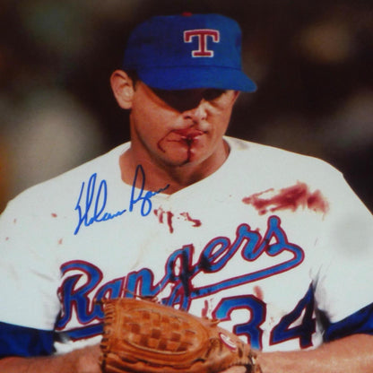 Nolan Ryan Autographed Texas Rangers (Bloody Lip) Deluxe Framed 8x10 Photo - Beckett
