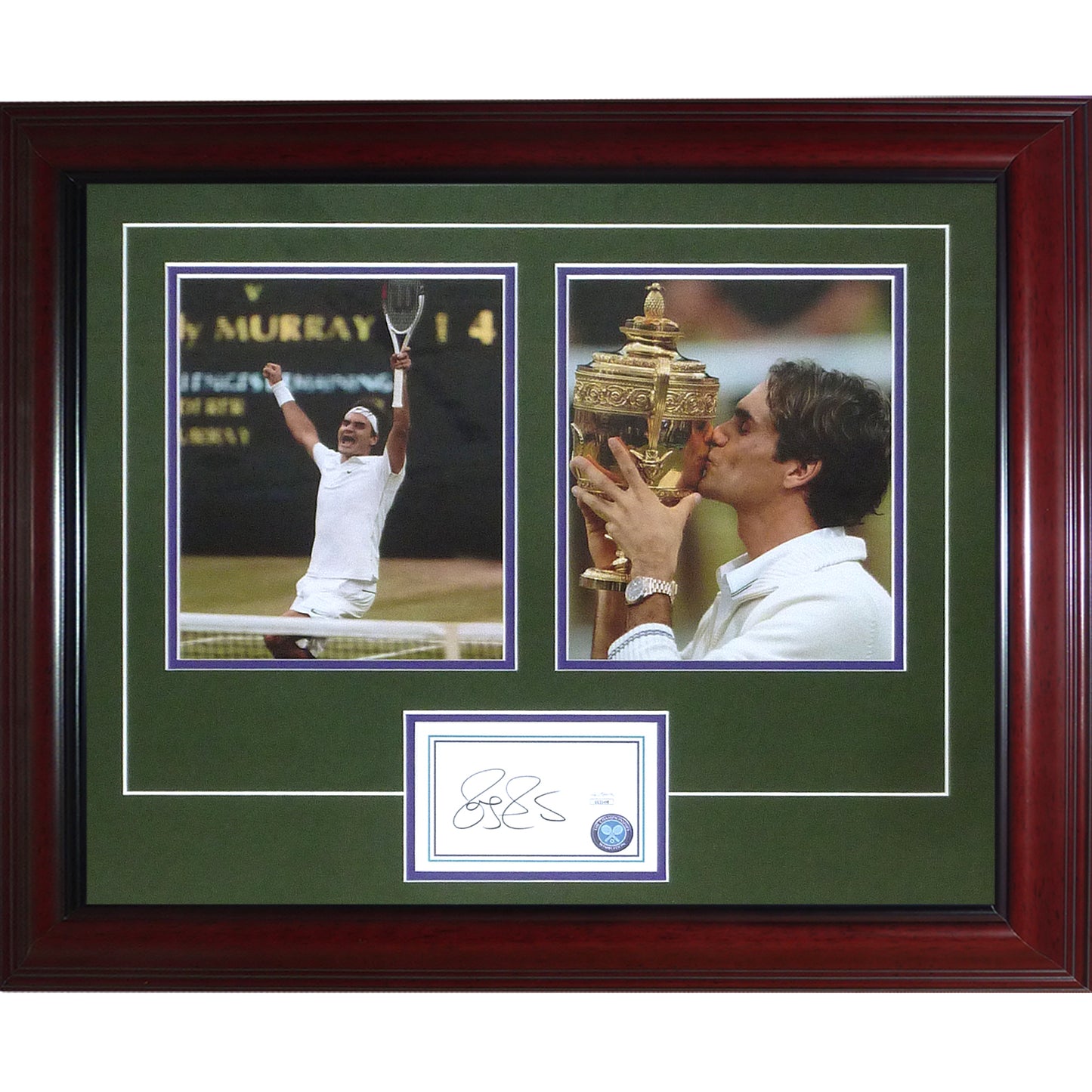 Roger Federer Autographed Tennis (Wimbledon Champion) Deluxe Framed Piece - JSA