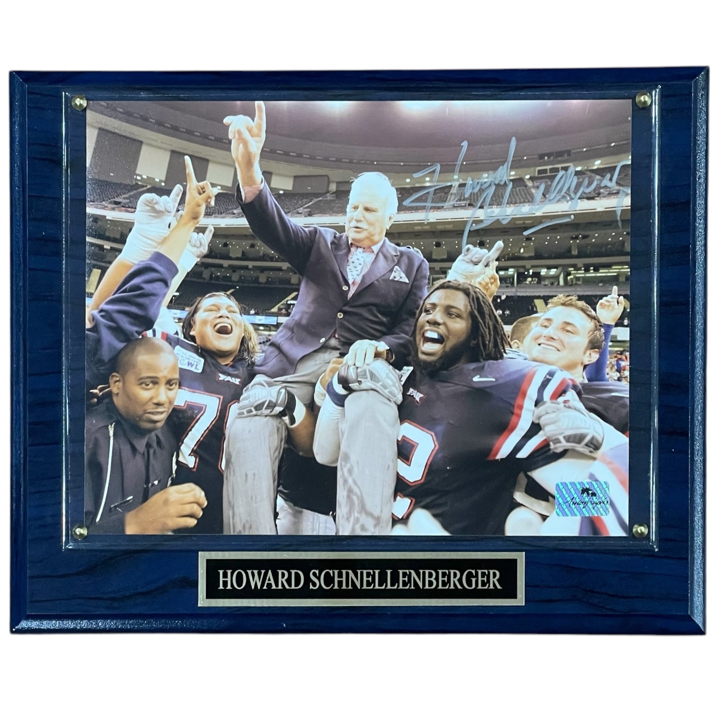 Howard Schnellenberger Autographed Florida Atlantic FAU Owls (Carried off Field) 8x10 Photo Plaque