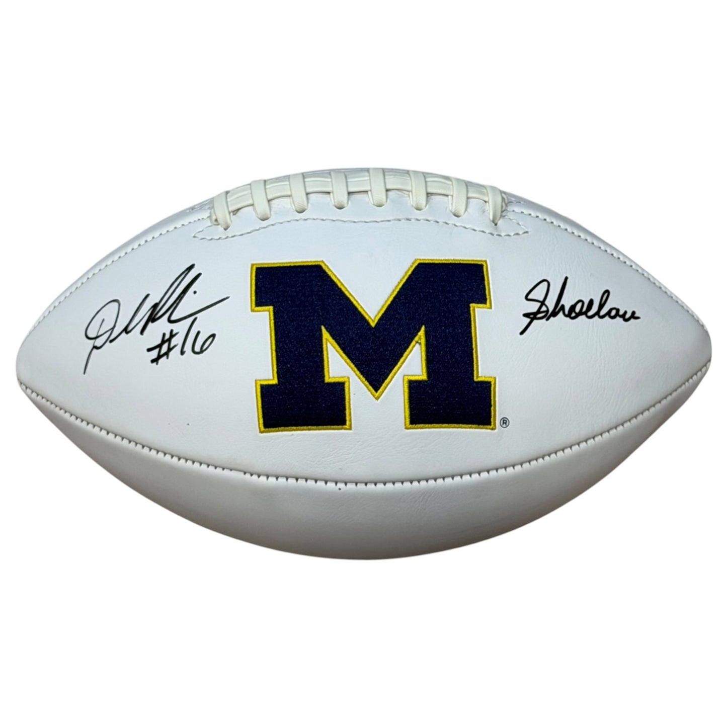 Denard Robinson Autographed Michigan Wolverines Logo Football w/ "Shoelace" - JSA