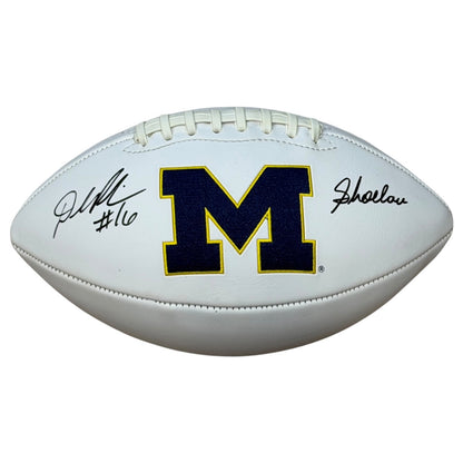 Denard Robinson Autographed Michigan Wolverines Logo Football w/ "Shoelace" - JSA