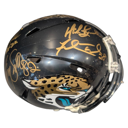 Pride of the Jaguars - Tony Boselli , Mark Brunell, Jimmy Smith And Fred Taylor Autographed Jacksonville Jaguars Mini Helmet - JSA