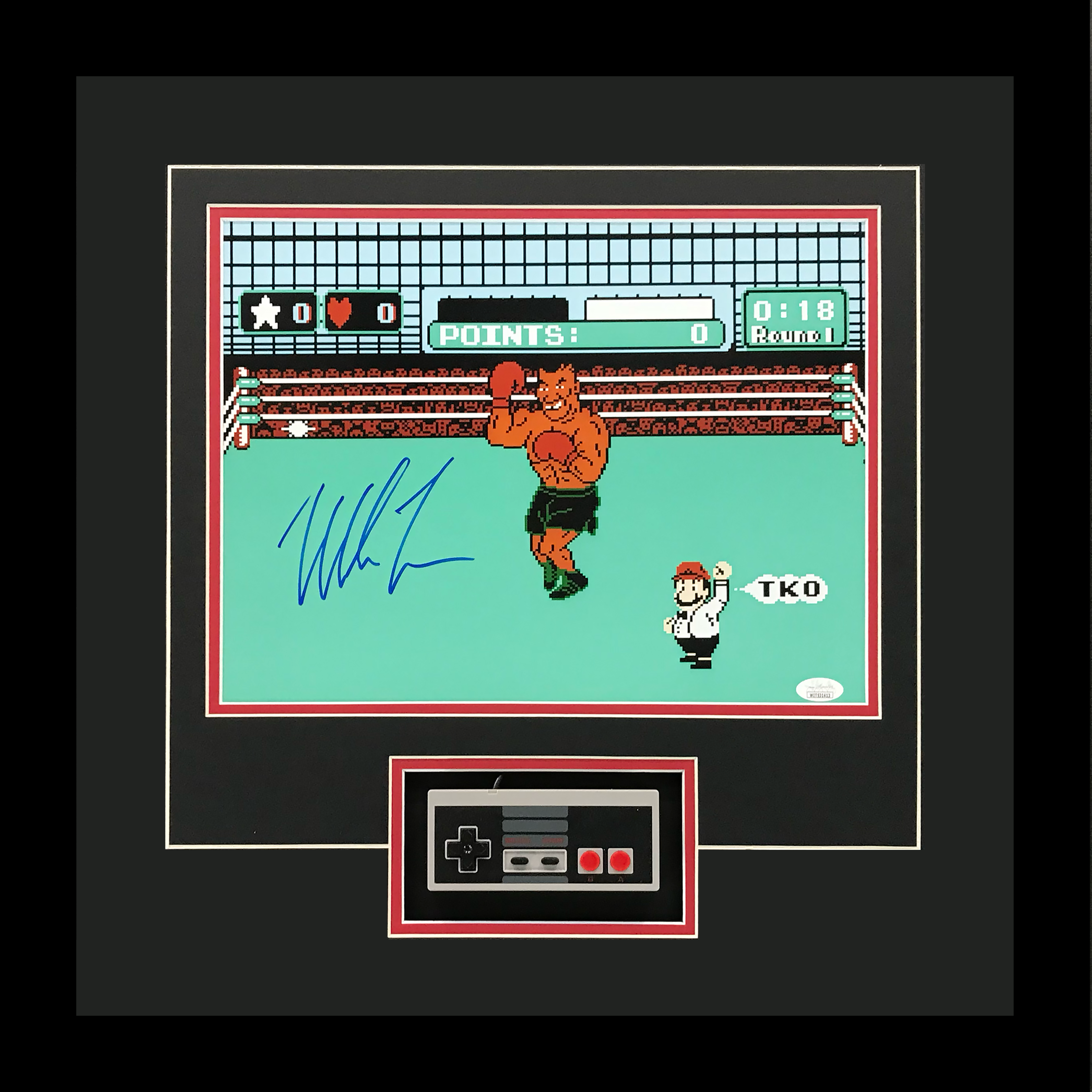 Mike Tyson Autographed Boxing (Nintendo Punchout) 11x14 Photo Deluxe Framed Shadowbox with NES Controller - Tyson Holo