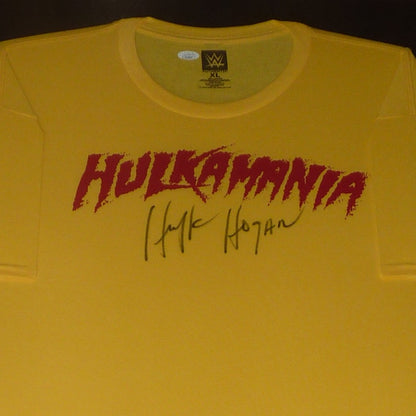 Hulk Hogan Autographed Wrestling Deluxe Framed Hulkamania Yellow T-Shirt