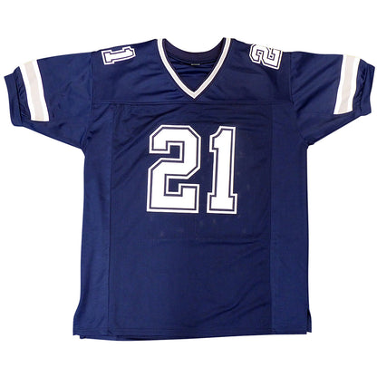 Ezekiel Elliott Autographed Dallas Cowboys (Blue #21) Custom Jersey - Beckett Witness