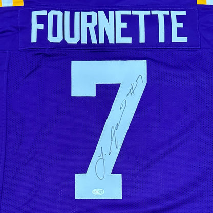 Leonard Fournette Autographed LSU Louisiana State Tigers (Purple #7) Custom Jersey - JSA