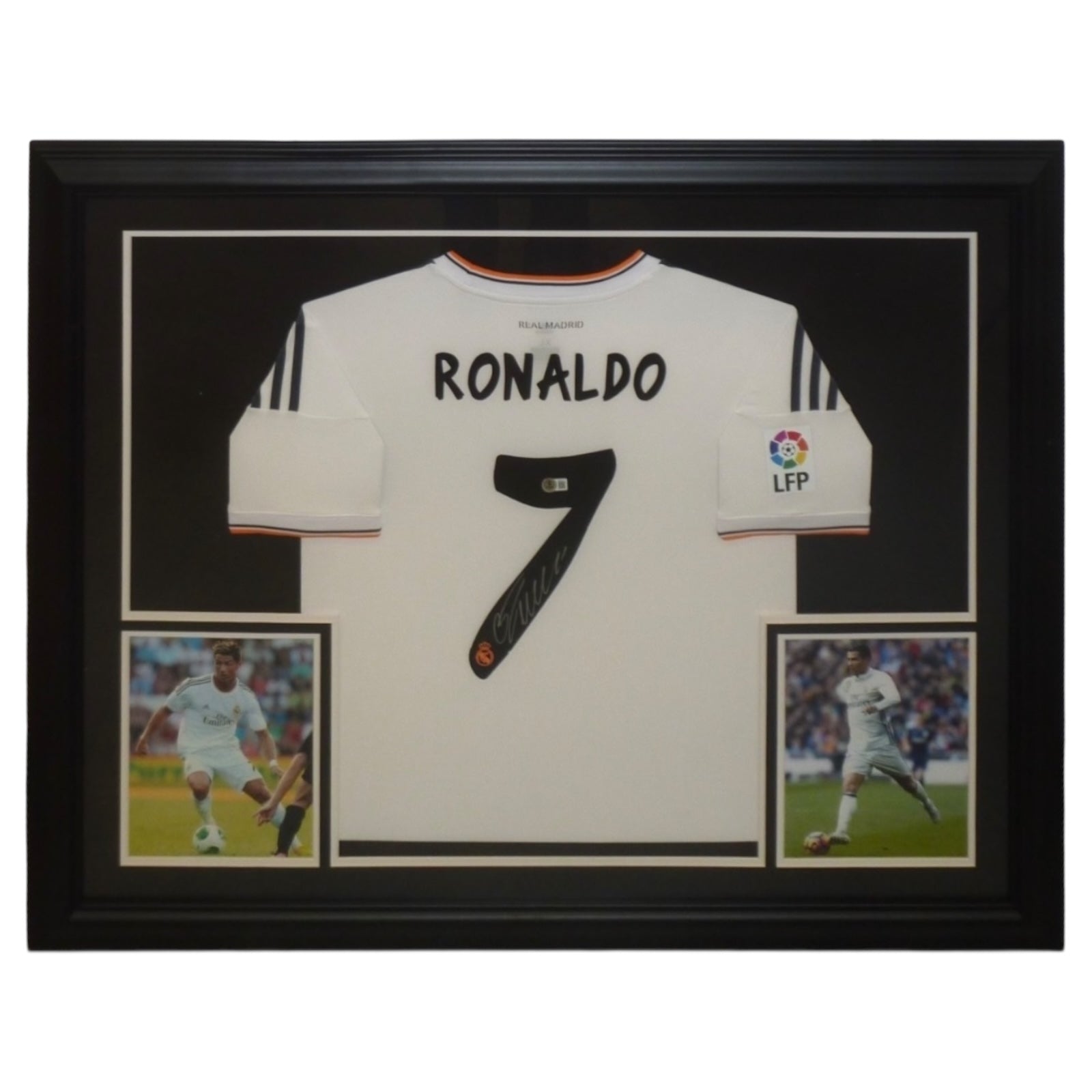 Cristiano Ronaldo Autographed Real Madrid Soccer (White #7) Deluxe Framed Jersey - Icons