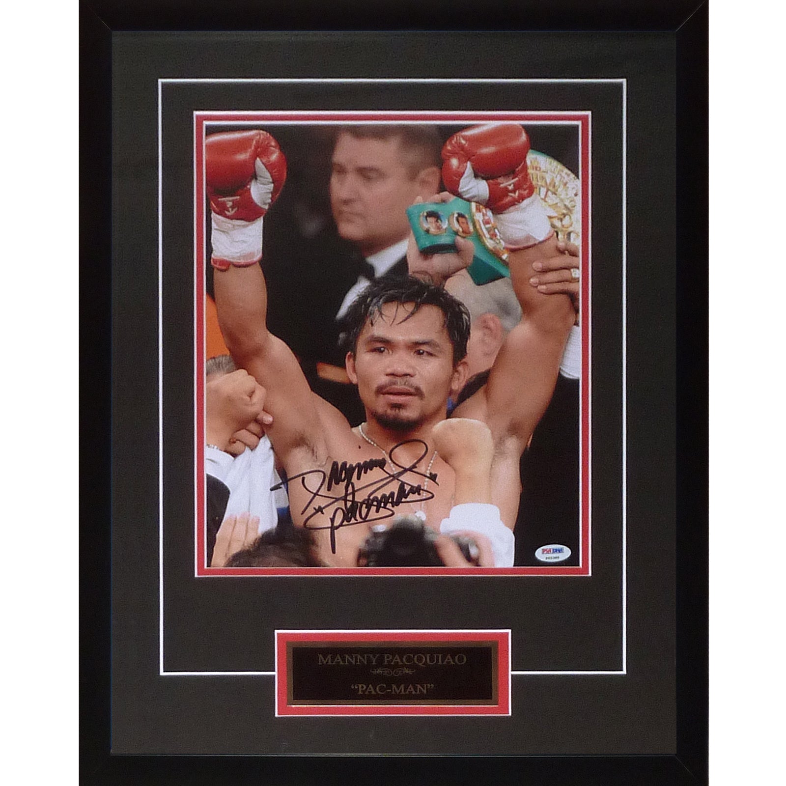 Manny Pacquiao Autographed Boxing Deluxe Framed 11x14 Photo with Nameplate - PSADNA
