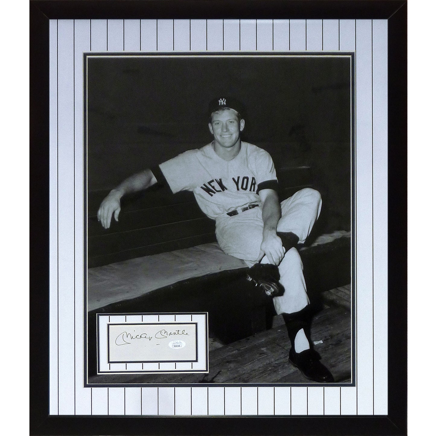 Mickey Mantle Autographed New York Yankees Deluxe Framed Piece with 16x20 Photo - JSA Full Letter
