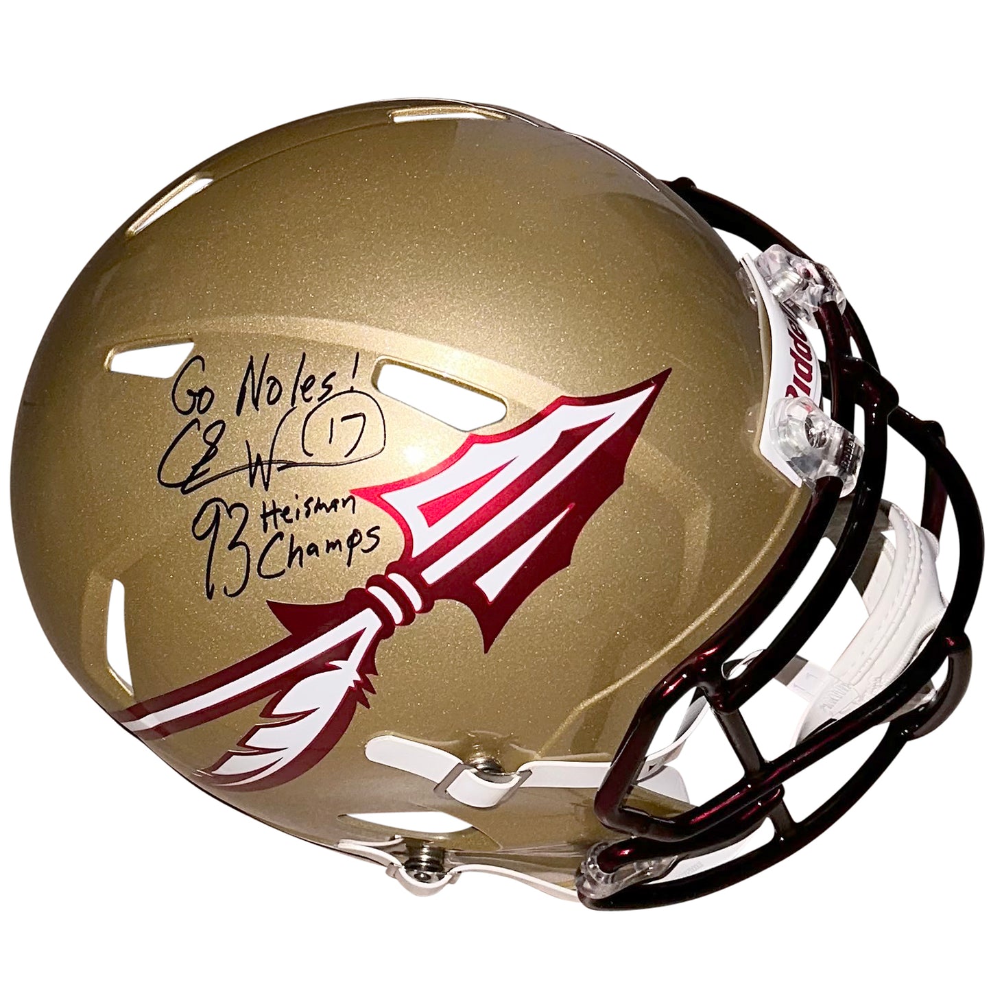 Charlie Ward Autographed Florida State FSU Seminoles Deluxe Full-Size Replica Helmet w/ 93 Heisman Champs