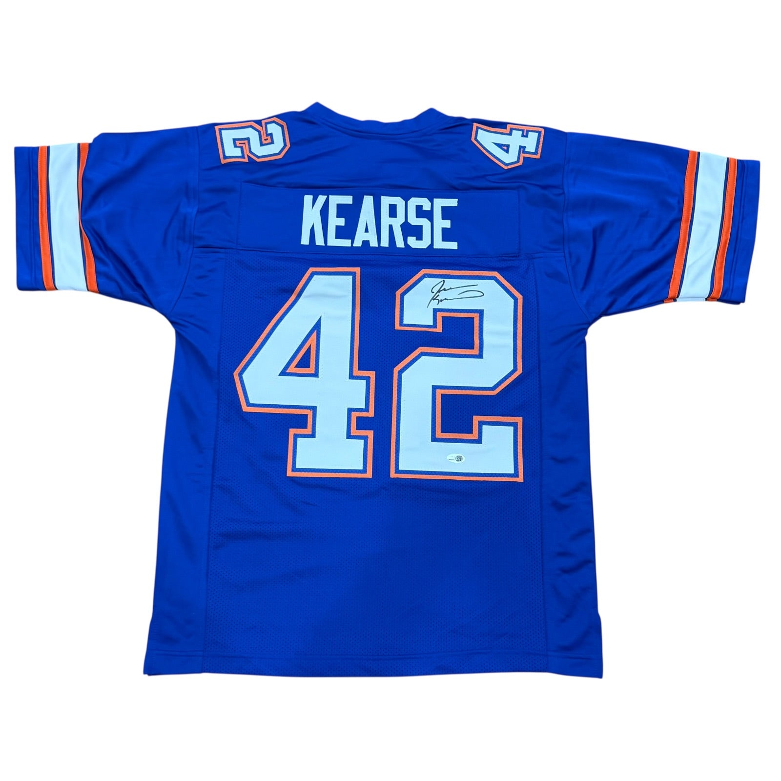 Jevon Kearse Autographed Florida (Blue #42) Custom Stitched Jersey - JSA