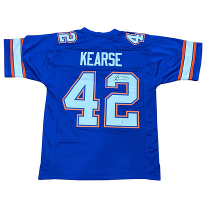Jevon Kearse Autographed Florida (Blue #42) Custom Stitched Jersey - JSA