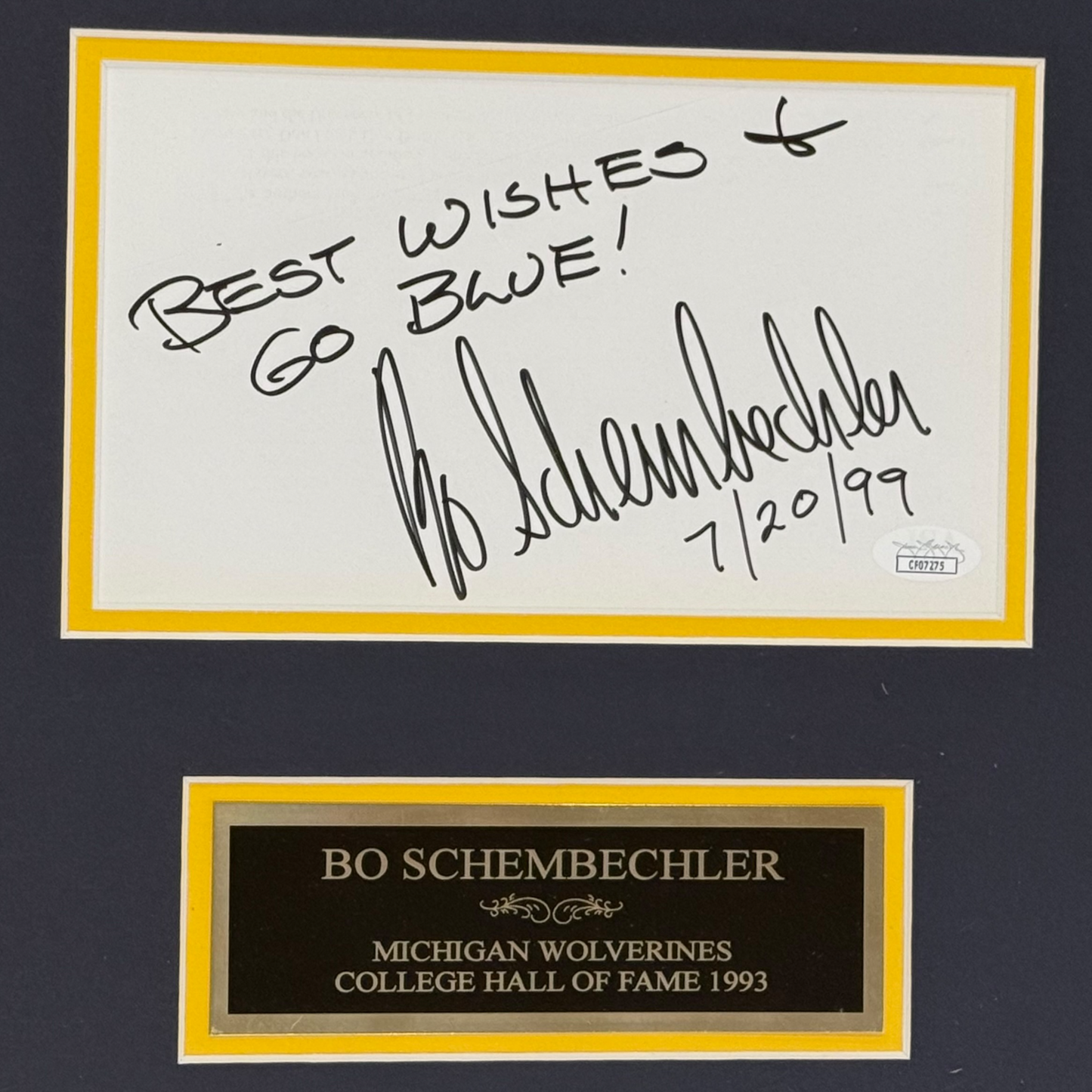 Bo Schembechler Autographed Michigan Wolverines Deluxe Framed Tribute Piece - JSA