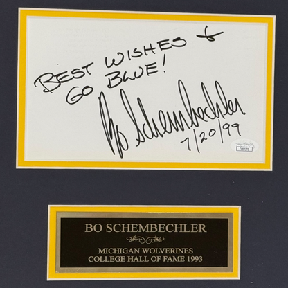 Bo Schembechler Autographed Michigan Wolverines Deluxe Framed Tribute Piece - JSA