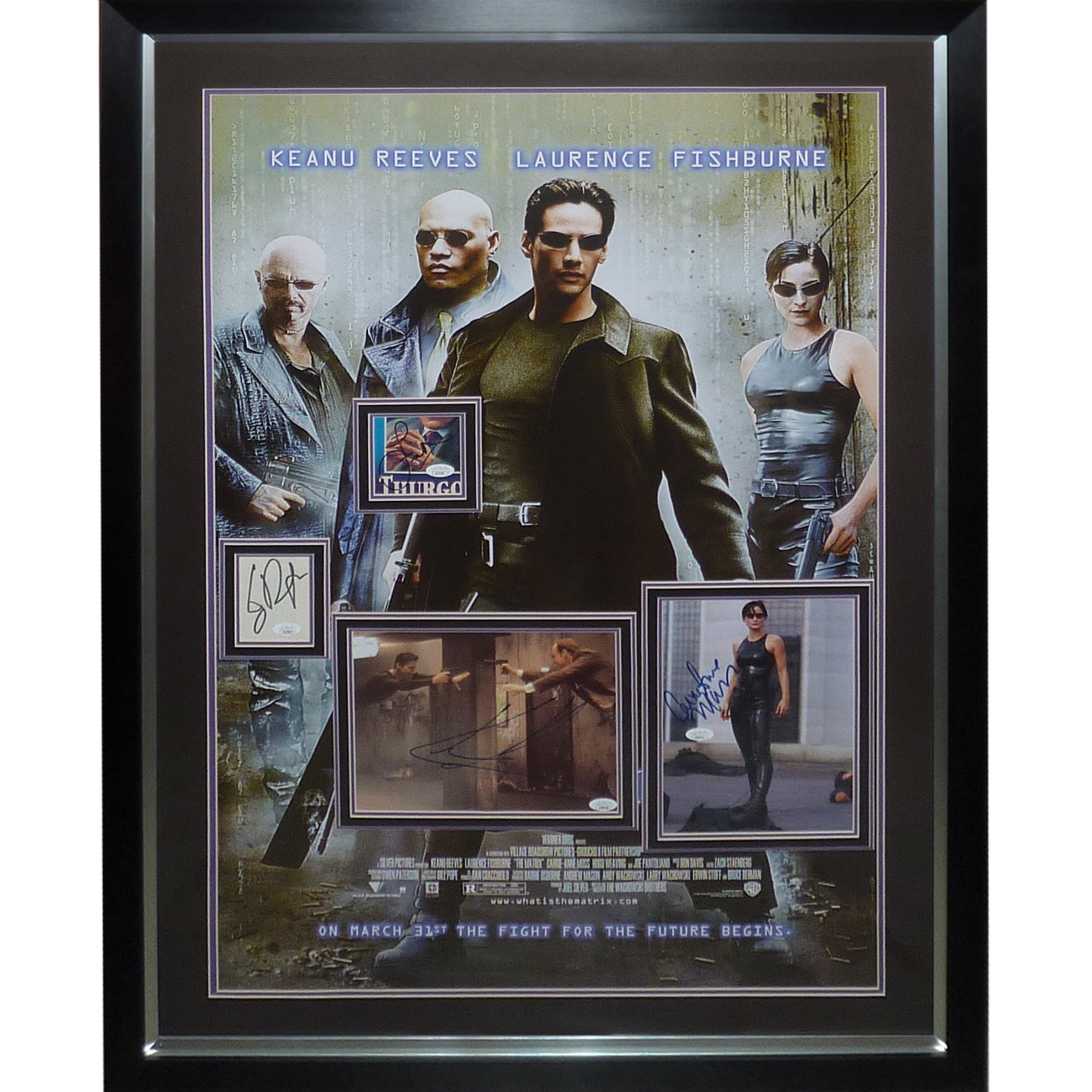 The Matrix Full-Size Movie Poster Deluxe Framed with Keanu Reeves And Cast Autographs - JSA