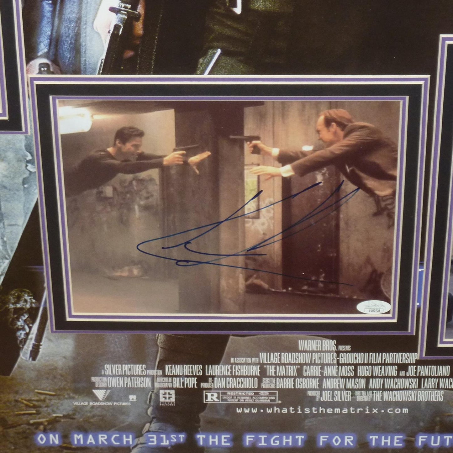 The Matrix Full-Size Movie Poster Deluxe Framed with Keanu Reeves And Cast Autographs - JSA