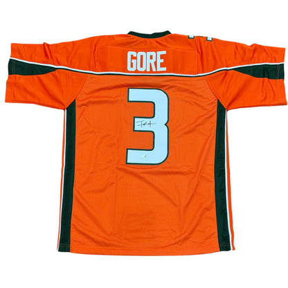 Frank Gore Autographed Miami Hurricanes (Orange #3) Custom Jersey - JSA