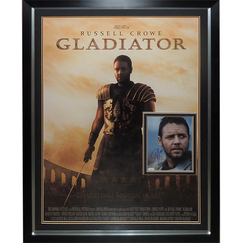 Gladiator Full-Size Movie Poster Deluxe Framed with Russell Crowe Autographed 8x10 Photo - JSA
