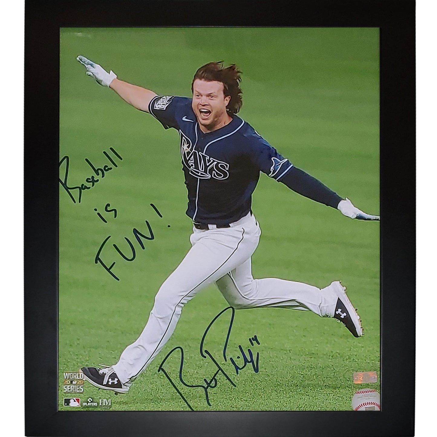 Brett Phillips Autographed Tampa Bay Rays (World Series Airplane) 11x14 Framed Photo w/ "Baseball is Fun"