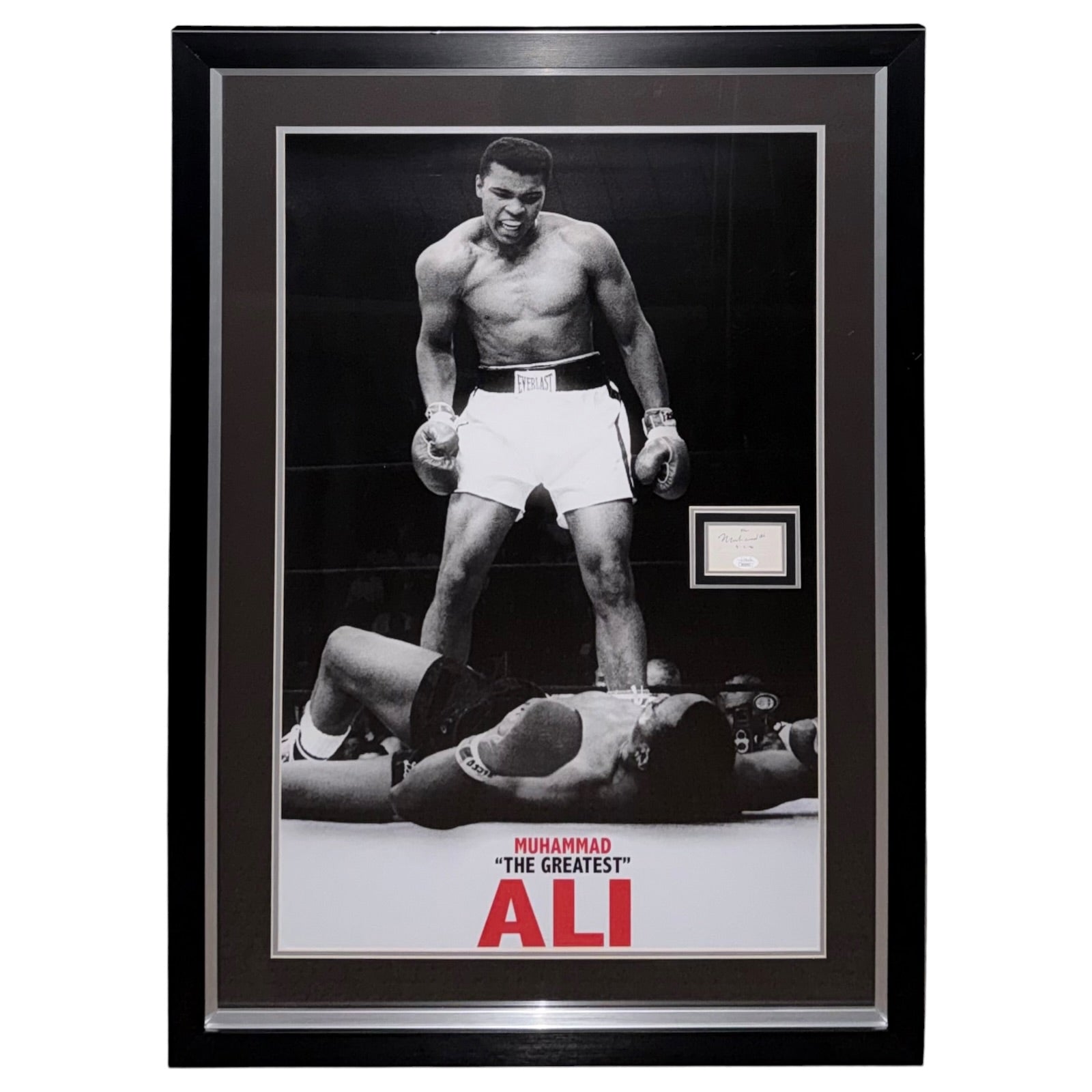 Muhammad Ali Full-Size Boxing Poster (over Liston) Deluxe Framed with Autograph - JSA