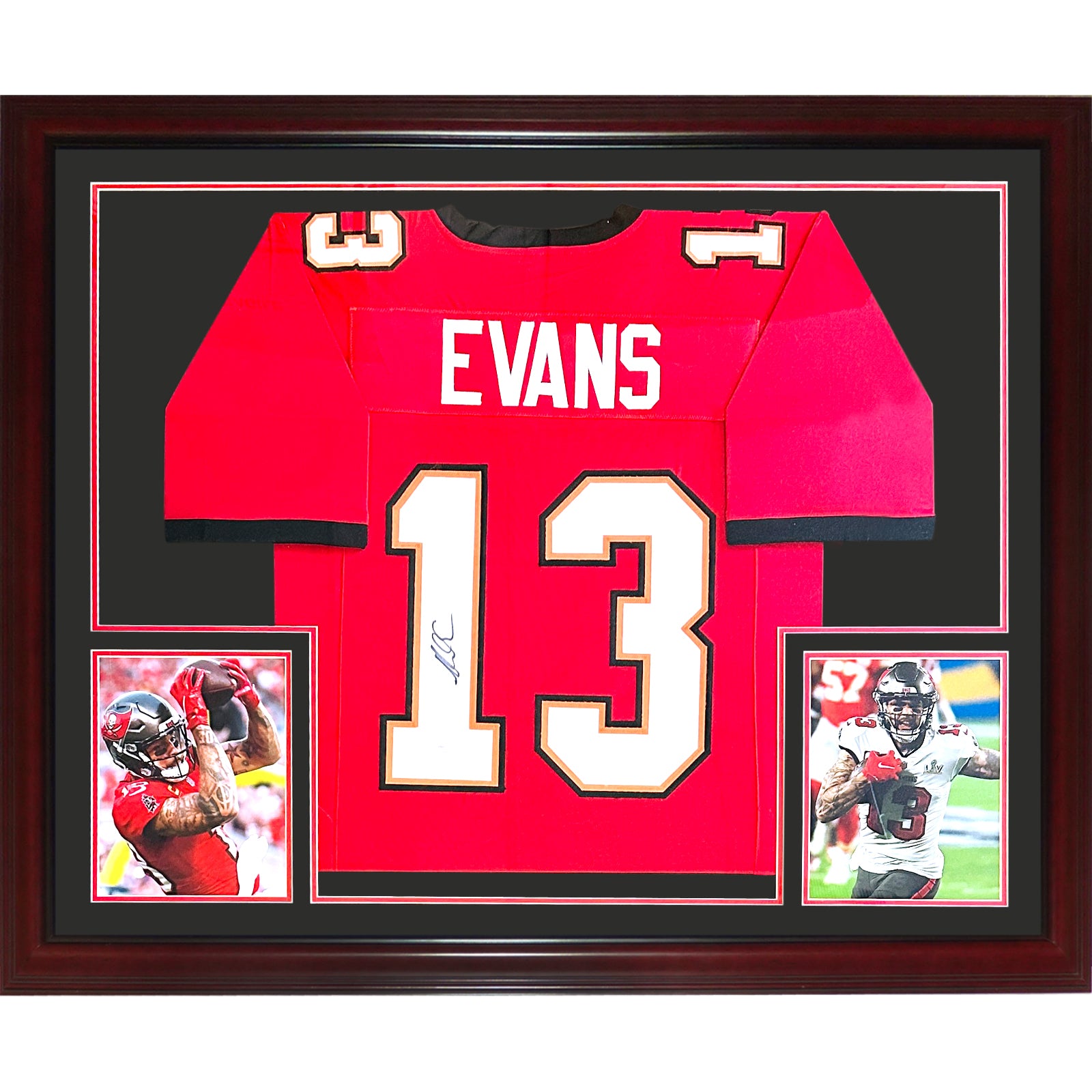 Mike Evans Autographed Tampa Bay (Red #13) Deluxe Framed Jersey - JSA