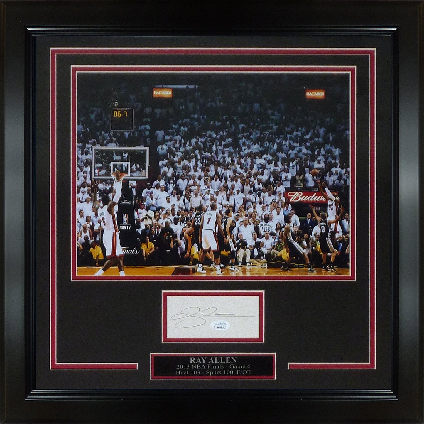 Ray Allen Autographed Miami Heat (Game-Tying Shot) Deluxe Framed 11x14 Piece - JSA