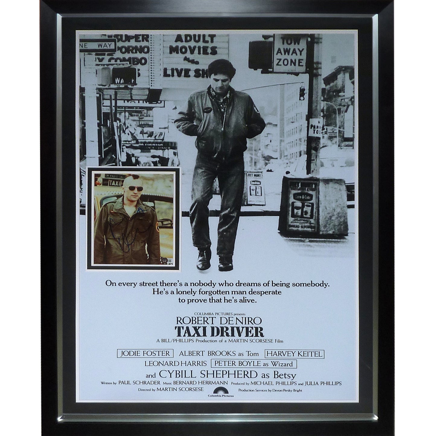 Taxi Driver Full-Size Movie Poster Deluxe Framed with Robert DeNiro Autograph - JSA