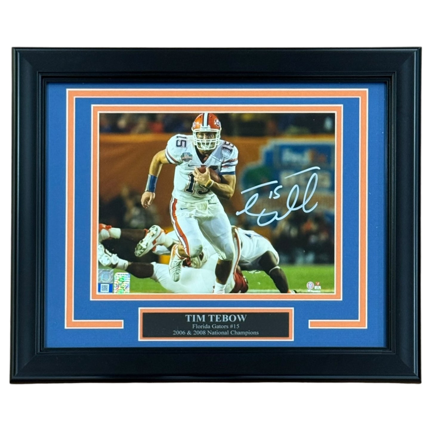 Tim Tebow Autographed Florida Gators (08 BCS Run) Framed 8x10 Photo - Tebow Holo