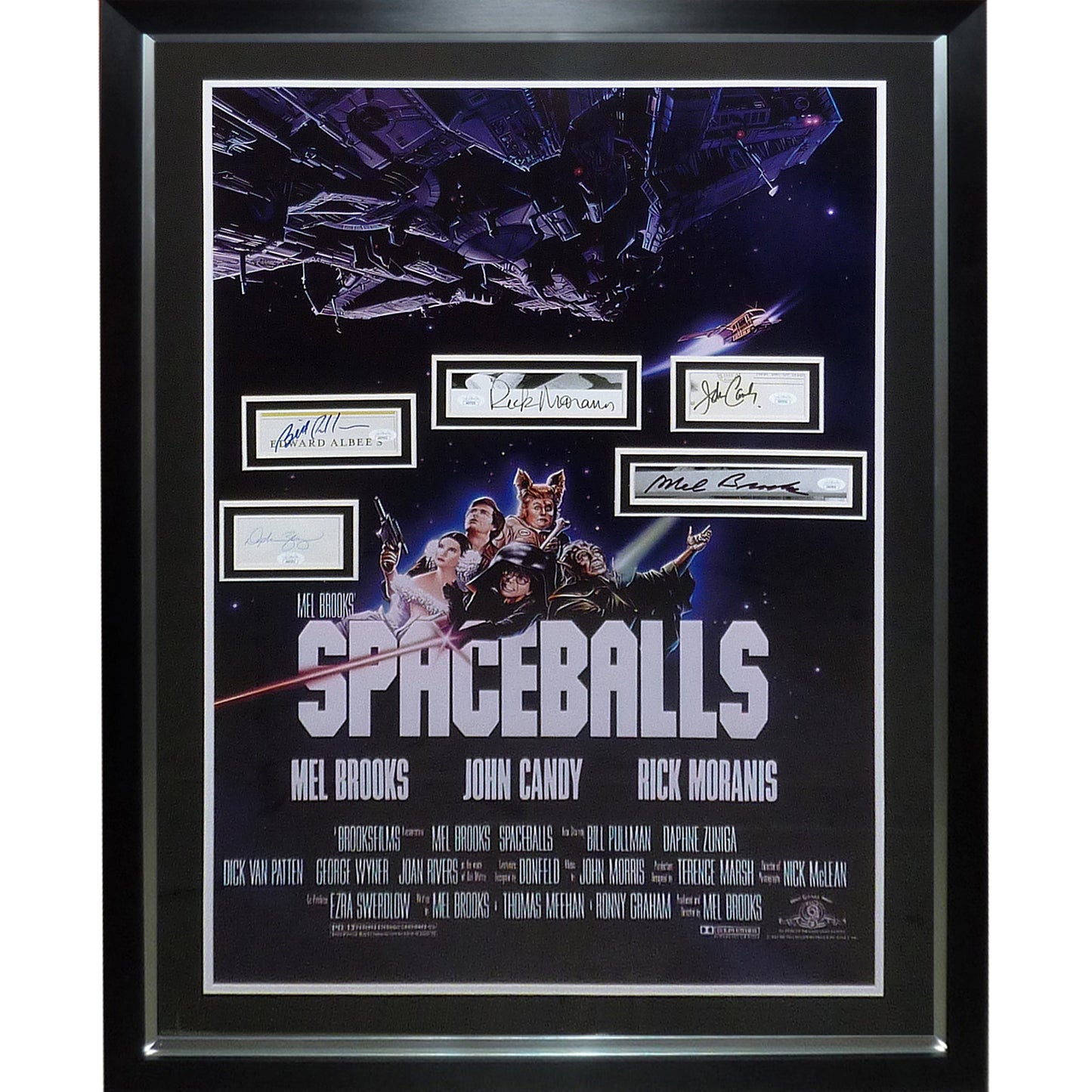 Spaceballs Full-Size Movie Poster Deluxe Framed with Brooks, Candy, Moranis, Pullman and Zuniga Autographs - JSA
