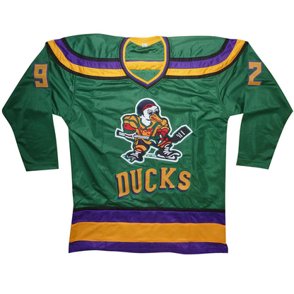 Mighty Ducks Cast Autographed (Green #92) Custom Hockey Jersey w