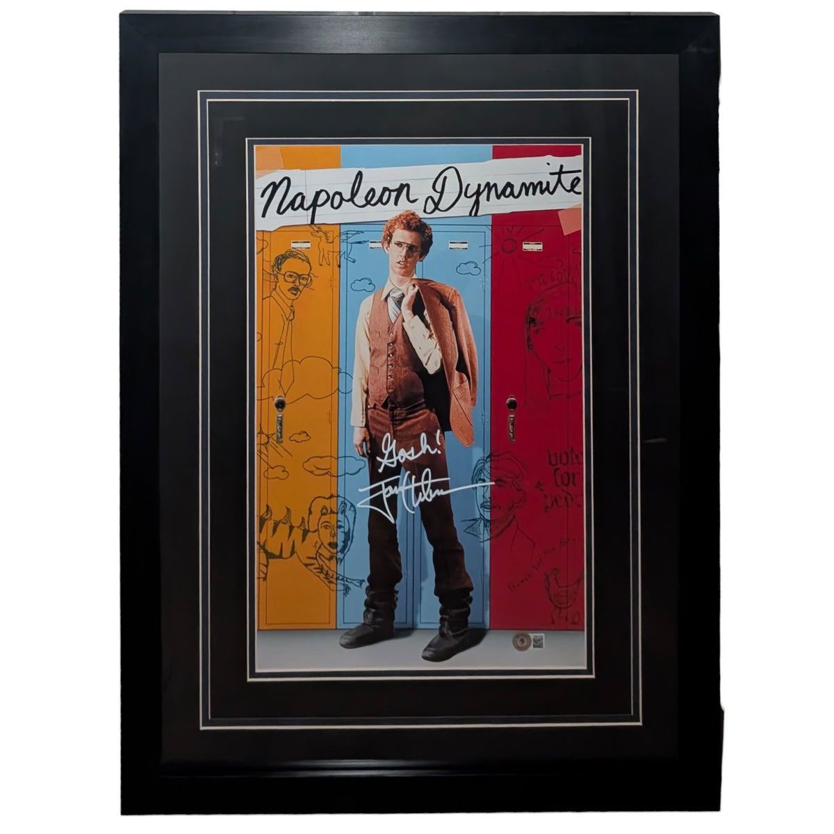 Jon Heder Autographed Napoleon Dynamite Deluxe Framed 11x17 Movie Poster w/ Inscription - Beckett