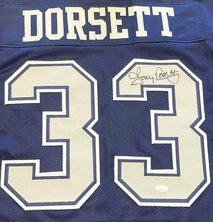 Tony Dorsett Autographed Dallas Cowboys (Blue #33) Custom Jersey - JSA