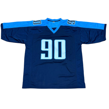 Jevon Kearse Autographed Tennessee (Navy Blue #90) Custom Jersey w / "The Freak" - JSA