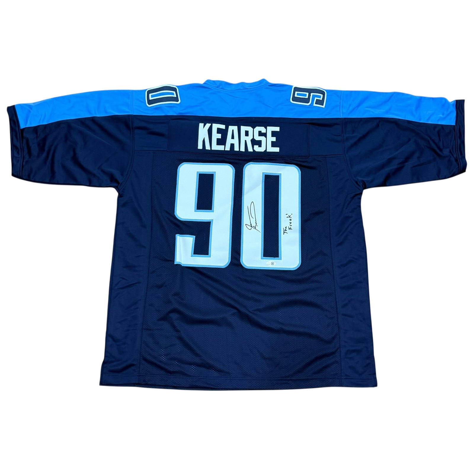 Jevon Kearse Autographed Tennessee (Navy Blue #90) Custom Jersey w / 