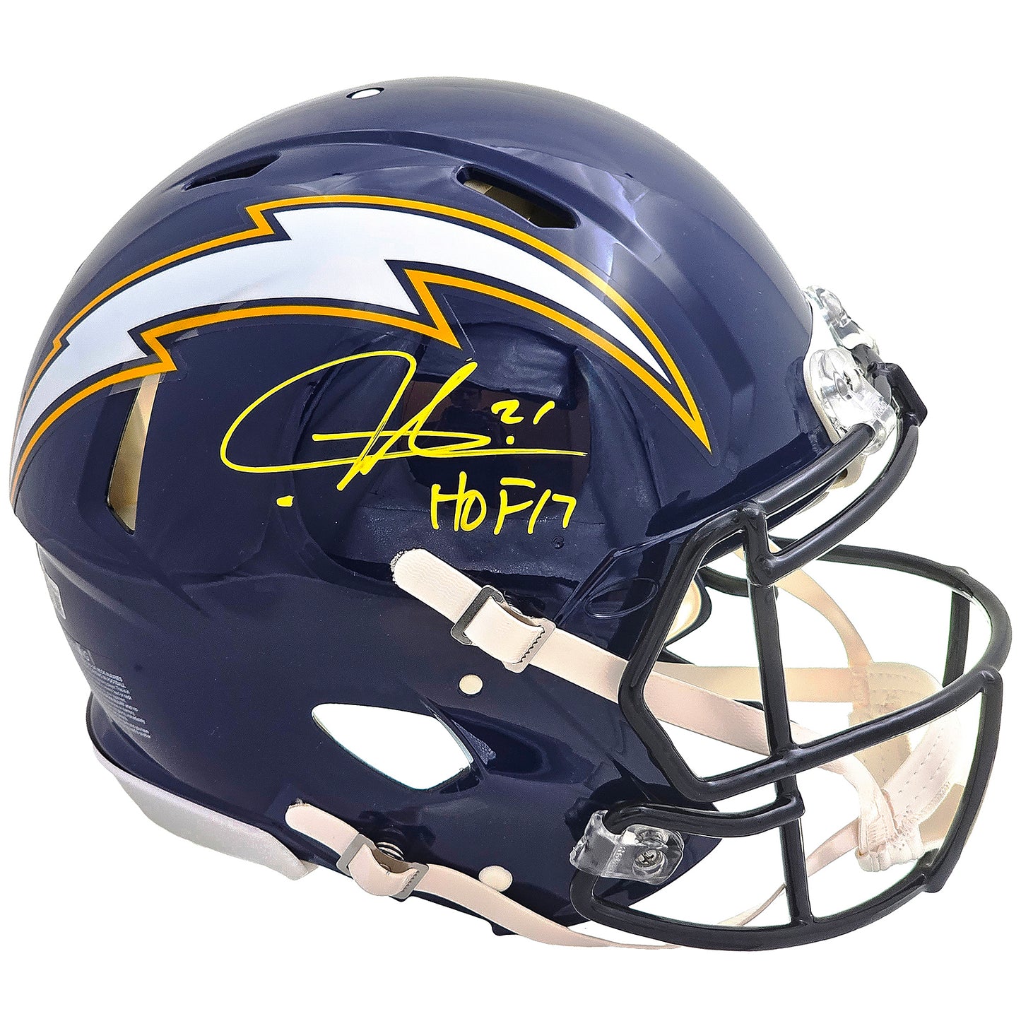 Ladanian Tomlinson Autographed San Diego Chargers (Throwback Navy) Deluxe Full-Size Replica Helmet - Beckett
