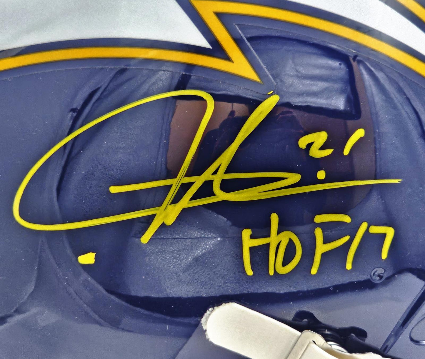 Ladanian Tomlinson Autographed San Diego Chargers (Throwback Navy) Deluxe Full-Size Replica Helmet - Beckett