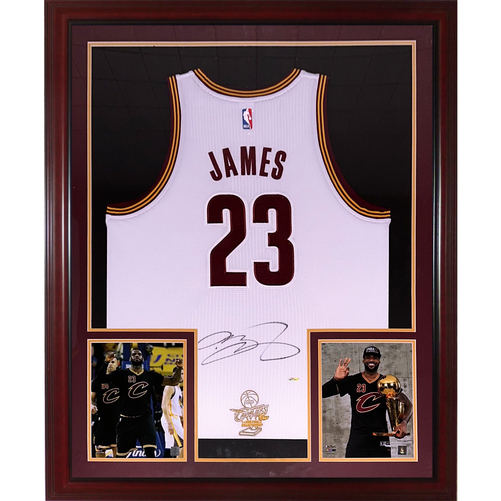 Lebron James Autographed Cleveland Cavaliers (White #6) Deluxe Framed Jersey - 2016 1st NBA Finals Championship - UDA Upper Deck